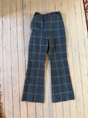 Marni Gray Plaid Tailored Wool Trousers with Windowpane Detail